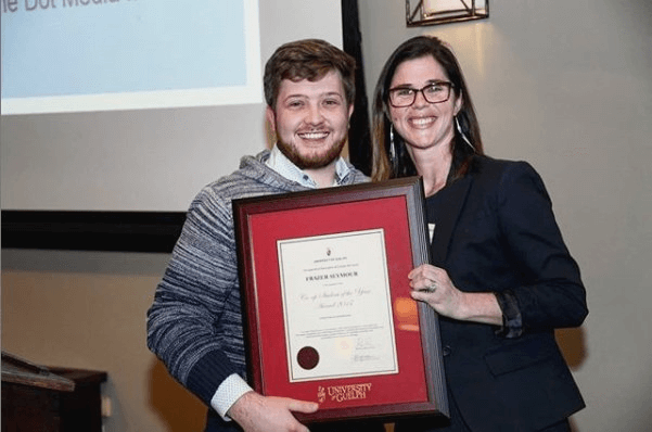 Receiving the University of Guelph 'Co-op of the Year Award' for my work with RightMesh in 2017.